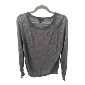 J. Crew Pullover Sweater Womens Small Dark Gray Linen Blend Knit Summerweight